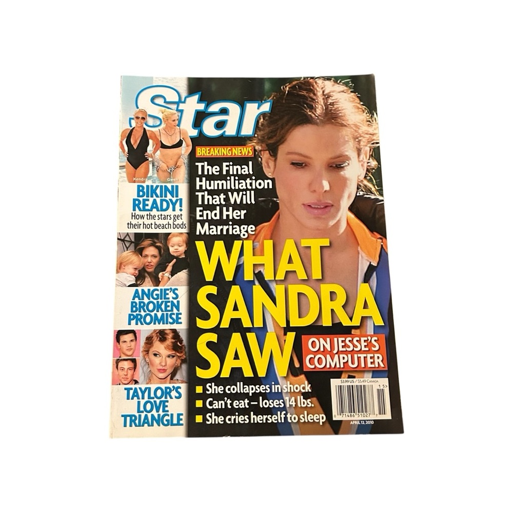 Star Magazine Sandra Bullock Cover April 12, 2010 Hollywood Pop Culture Ephemera
